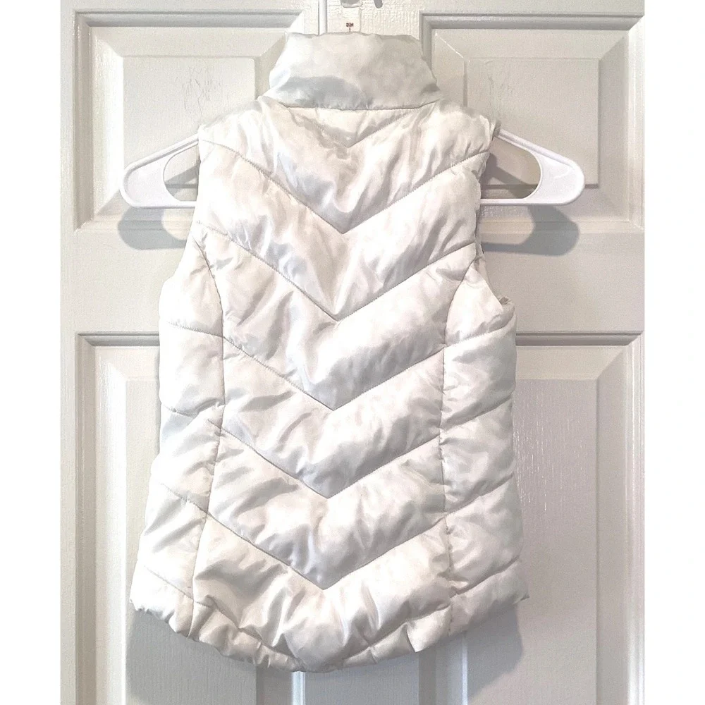 Girls Rainbow White Quilted Puffer Vest Chevron Stripes - Youth Med 10/12